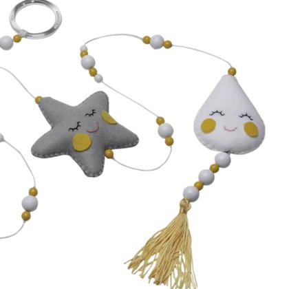 Imagem de Pingente De Cortina Chuva De Amor Cinza Quarto Bebê Infantil Menina Menino