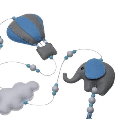 Imagem de Pingente De Cortina Elefante Balão Azul Quarto Bebê Infantil Menina Menino