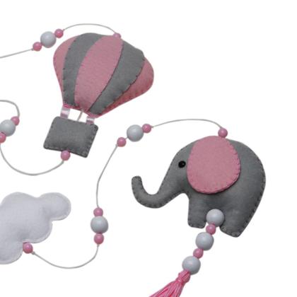 Imagem de Pingente De Cortina Elefante Balão Rosa Quarto Bebê Infantil Menina