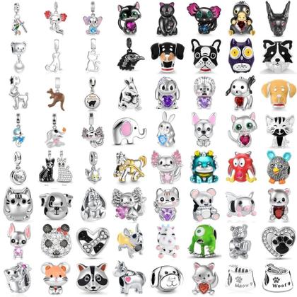 Imagem de Pingente De Elefante Rosa, Pato, Coruja, Prata 925, Aba Plana, Pulseira Pandora, Joias Diy Para