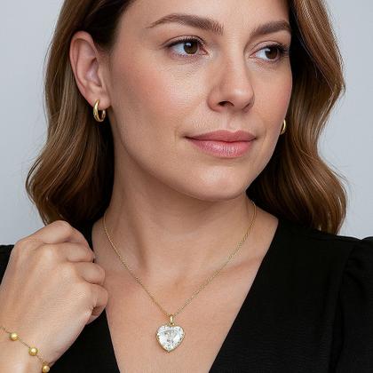 Imagem de Pingente De Ouro 18k Coração Zircônia 12mm