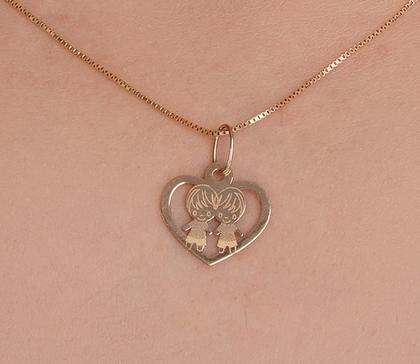 Imagem de Pingente De Ouro Filhos Casal Menino Menina Puro 18k Pm45