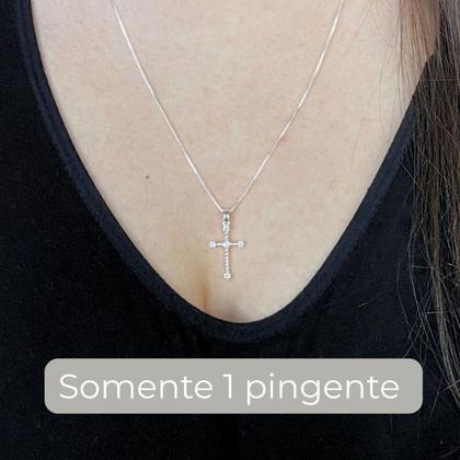Imagem de Pingente de prata 925 banhada cruz cravejada zircornia 2cm