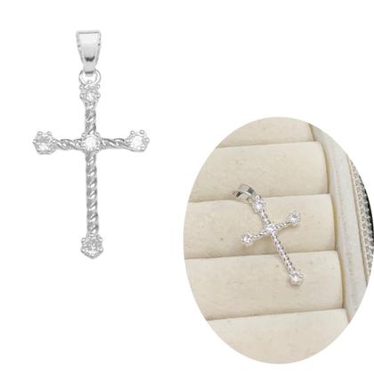 Imagem de Pingente de prata 925 banhada cruz cravejada zircornia 2cm