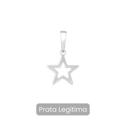 Imagem de Pingente Estrela Vazada Pequena Prata Legítima Delicado 10mm