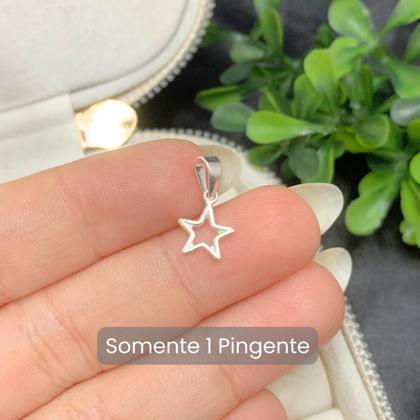 Imagem de Pingente Estrela Vazada Pequena Prata Legítima Delicado 10mm