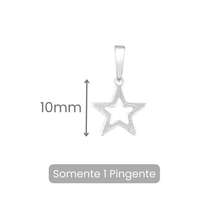 Imagem de Pingente Estrela Vazada Pequena Prata Legítima Delicado 10mm