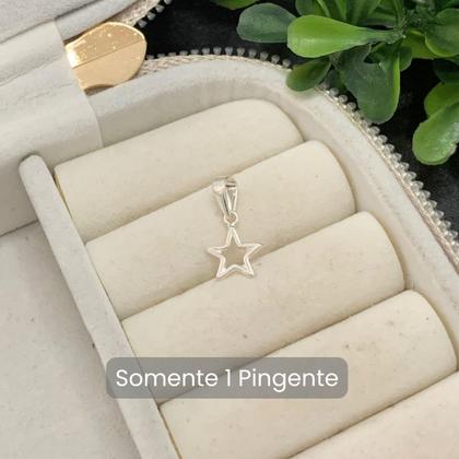 Imagem de Pingente Estrela Vazada Pequena Prata Legítima Delicado 10mm