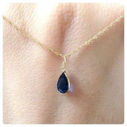Imagem de Pingente Feminino Ouro 18k Gota Azul Sáfira