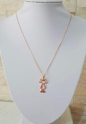 Imagem de Pingente Filha Menina com Colar veneziana com extensor banhado ouro18k