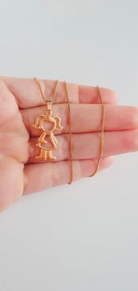 Imagem de Pingente Filha Menina com Colar veneziana com extensor banhado ouro18k