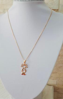 Imagem de Pingente Filha Menina com Colar veneziana com extensor banhado ouro18k