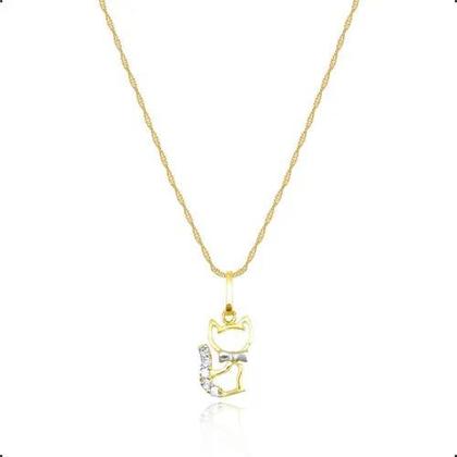 Imagem de Pingente Gatinha Ouro 18K Com Zirconias