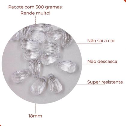 Imagem de Pingente gota sextavado 18mm em acrilico com 500gr