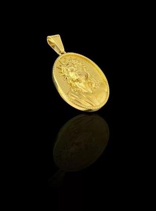 Imagem de Pingente Jesus Oval - Banhado A Ouro 18K