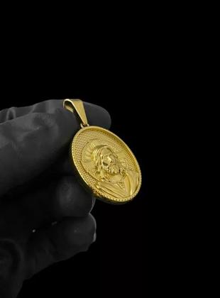 Imagem de Pingente Jesus Oval - Banhado a Ouro 18k