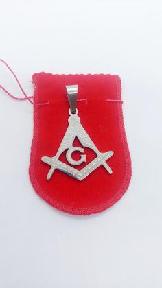 Imagem de Pingente Maçonaria Compasso Ocultismo Aço Inox grande 6,5 cm