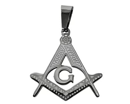 Imagem de Pingente Maçonaria Compasso Ocultismo Aço Inox grande 6,5 cm