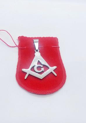 Imagem de Pingente Maçonaria Compasso Ocultismo Aço Inox grande 6,5 cm