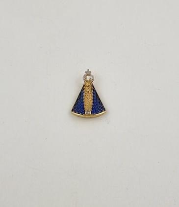 Imagem de Pingente Manto Azul Nossa Senhora Aparecida M Ouro 18k 750