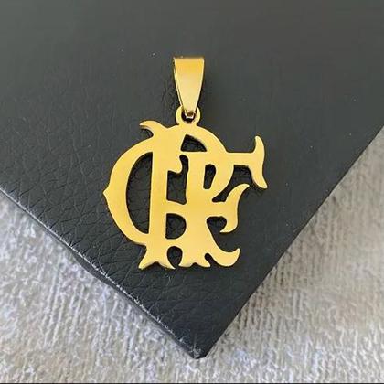 Imagem de Pingente Masculino Escudo Time Flamengo CRF Mengão Aço Inox Dourado