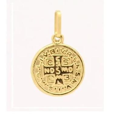 Imagem de Pingente Medalha São Bento Ouro 18k Em Pé Pequeno Original