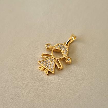 Pingente Menina com Microzircônia - Naravell Acessórios Imagem de Pingente Menina com Microzircônia