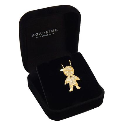 Imagem de Pingente Menino Filho Em Ouro 18k Com Zircônias Grande 21mm