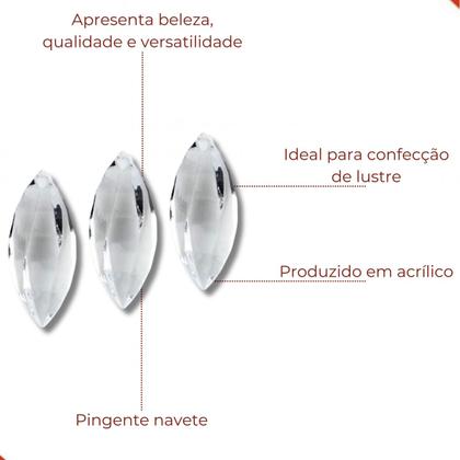 Pingente navete trabalhado 48x20mm em acrilico com 500gr - - Nenhum fabricante - Imagem de Pingente navete trabalhado 48x20mm em acrilico com 500gr