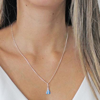 Imagem de Pingente Nossa Senhora Aparecida Manto Azul Prata 925