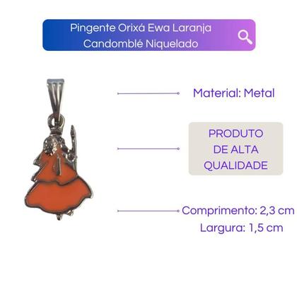 Imagem de Pingente Orixá Ewa Laranja Candomblé Niquelado 23 mm