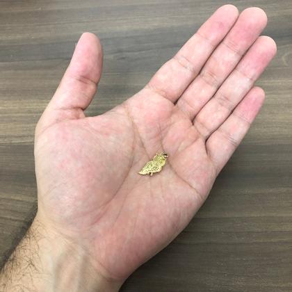 Imagem de Pingente Ouro 18k Coruja Inteligência Sabedoria Espelhado Com Zircônia P707
