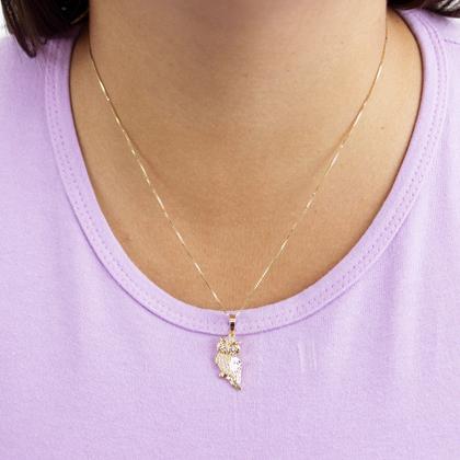 Imagem de Pingente Ouro 18k Coruja Inteligência Sabedoria Espelhado Com Zircônia P707