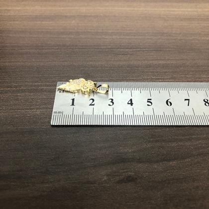 Imagem de Pingente Ouro 18k Coruja Inteligência Sabedoria Espelhado Com Zircônia P707