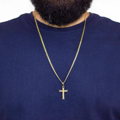 Imagem de Pingente Ouro 18k Cruz Crucifixo Masculino Espelhado Centro Fosco M D021