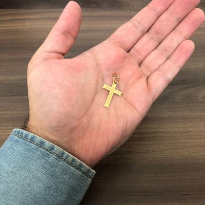 Imagem de Pingente Ouro 18k Cruz Crucifixo Masculino Espelhado Centro Fosco M D021