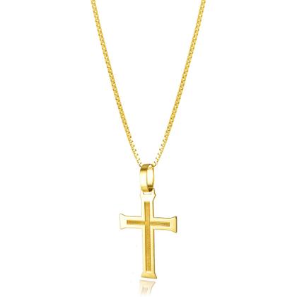 Imagem de Pingente Ouro 18k Cruz Crucifixo Masculino Espelhado Centro Fosco M D021