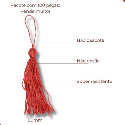 Imagem de Pingente pompom franja tassel 80mm com 100 peças