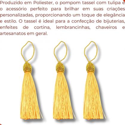 Imagem de Pingente pompom tassel com tulipa 90mm em poliester com 5 peças