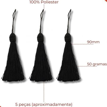 Imagem de Pingente pompom tassel com tulipa 90mm em poliester com 5 peças