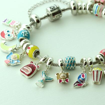 Imagem de Pingente Prata Link Urso Caramelo com Gravata Rosa