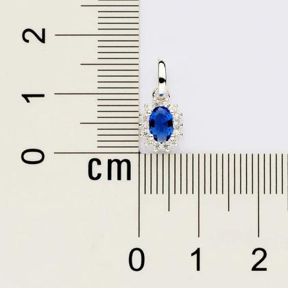 Imagem de Pingente rommanel feminino prata 925 oval cravejada pedra zircônia azul escuro 840108