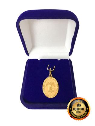 Imagem de Pingente São Rafael Arcanjo Oval Ouro 18k 750 c/ Estojo e Certificado