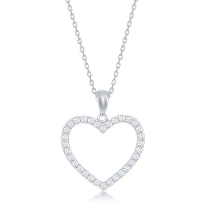 Imagem de Pingente Sterling Silver Open Heart CZ