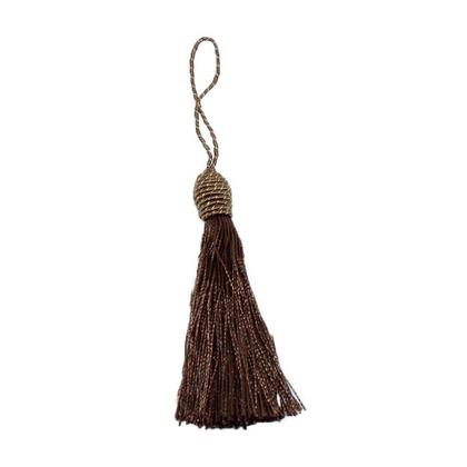 Imagem de Pingente Tassel 9cm Marrom Franja de Seda - 2 unidades