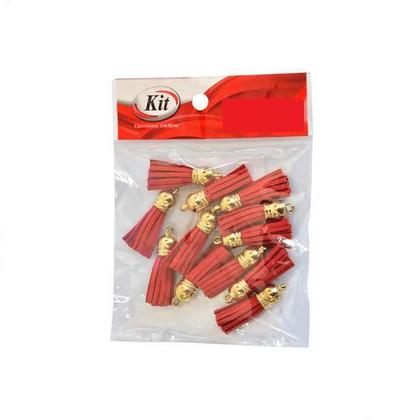 Imagem de Pingente Tassel De Camurça 3 Cm Mf-46 Vermelho 12 Un - Kit