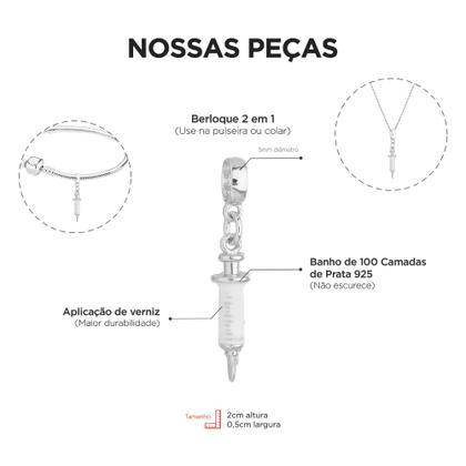 Imagem de Pingentes Berloques Odontologia Dentista Odonto Banhado a Prata 925