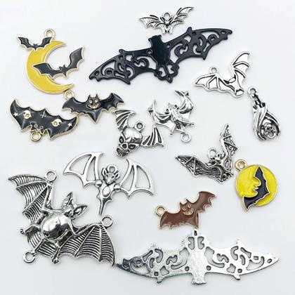 Imagem de Pingentes De Morcego Em Liga Para Halloween, 10-15 Peças, Para Fabricação De Joias DIY, Brincos,