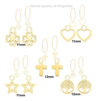 Imagem de Pingentes Ouro 18k Coração 6mm Para Brincos