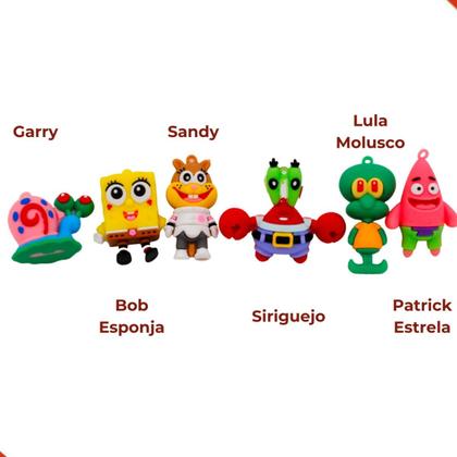 Pingentes personagens bob esponja em pvc com 12 peças - - Nenhum fabricante - Imagem de Pingentes personagens bob esponja em pvc com 12 peças